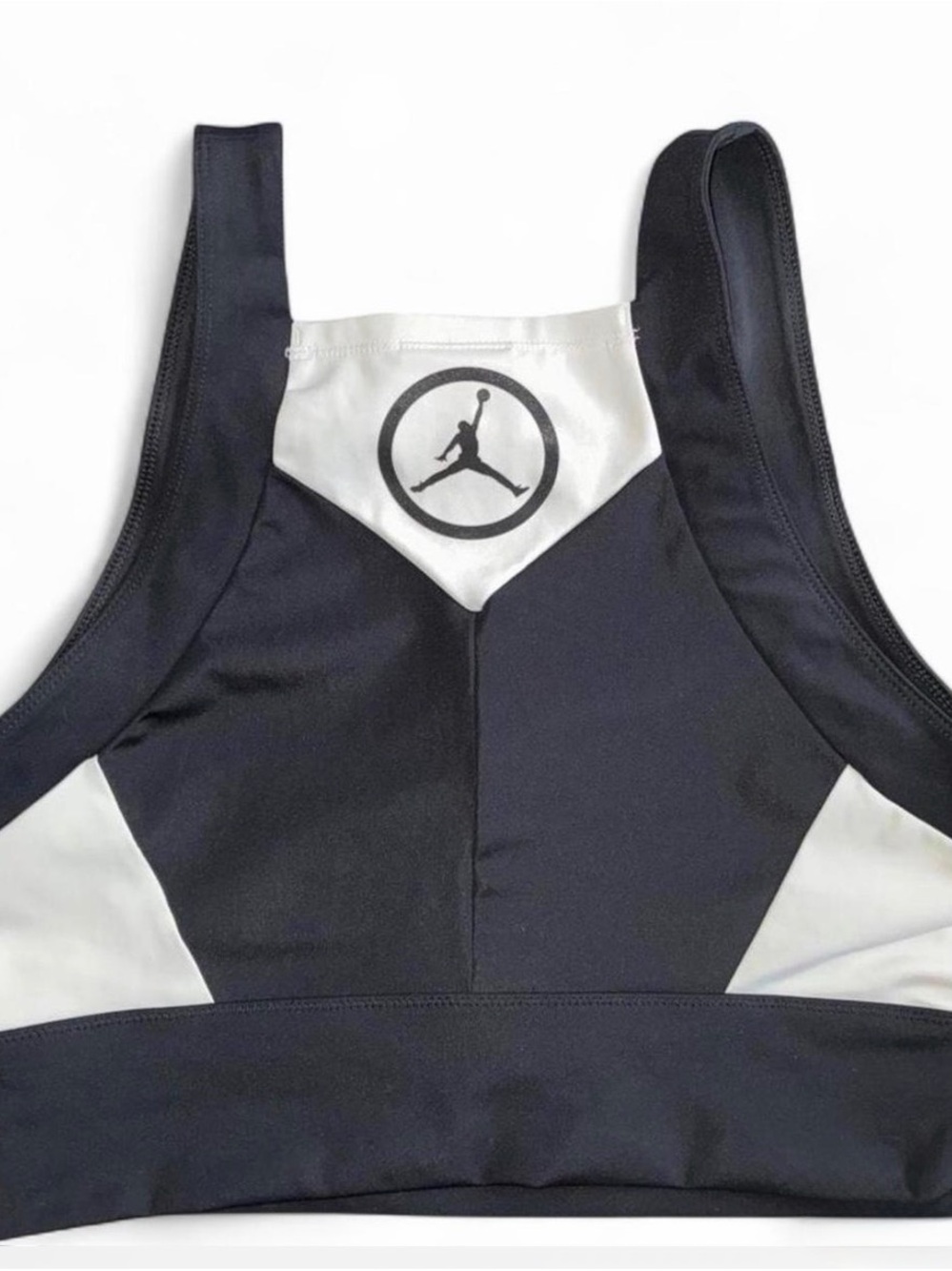 Jordan Black & White Front Zipper Crop Tank Top